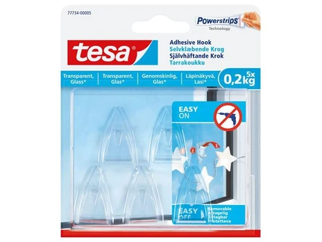 Drabužių kabliukas Tesa Powerstrips, 5 vnt., skaidri