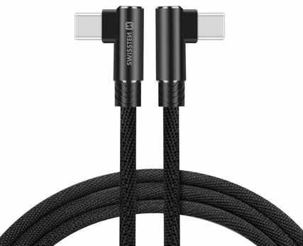 Laidas Swissten, 2 x USB-C, 1.2 m, juoda