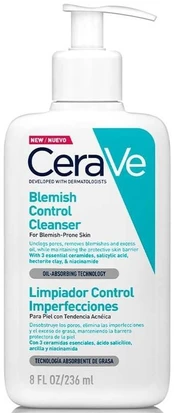 Veido prausiklis Cerave Blemish Control, 236 ml, moterims, -