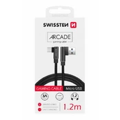 Laidas Swissten, Micro USB/USB, 1.2 m, juoda kaina