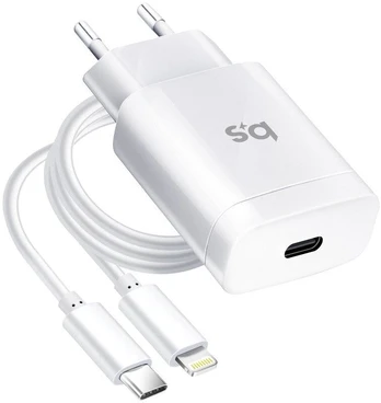 Įkroviklis BlueStar TFK-TC-1099C, USB Type C/Apple Lightning, balta, 18 W