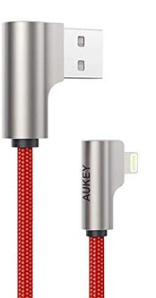 Laidas Aukey Quick Charge Lightning-USB, USB/Apple Lightning, 2 m, raudona