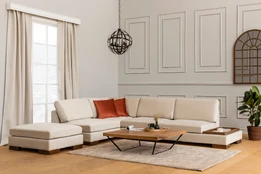 Kalune Design Kampinė sofa Tulip Corner Left With Pouf - rusvai gelsvas kaina