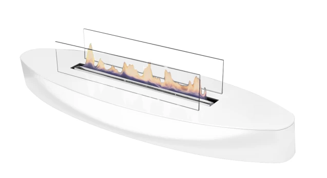 Bio židinys Ebios-fire Elipse Base, baltas, 3,4 kW, 34 m2