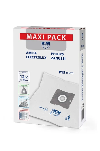 K&M Dulkių siurblių maišeliai P15/maxi 12 vnt