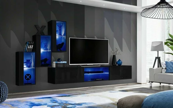Sekcija Switch XXII su LED apšvietimu, juoda