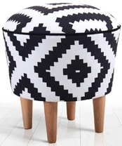 Pufas Luiz-Black, White Juodas Balta kaina