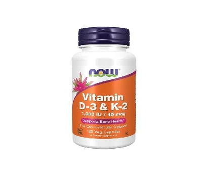Maisto papildas NOW Vitamin D-3&K-2 120 kaps.