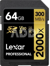 Atm.kort. LEXAR SDXC 64GB Professional 2000x UHS-II U3 V90 kaina