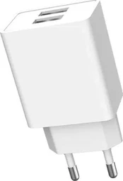 Įkroviklis Denmen DC02, 2 x USB Type A, balta, 10.5 W