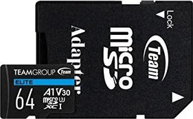 TEAMGROUP Memory Card Micro SDXC 64GB Elite A1 V30 + Adapter