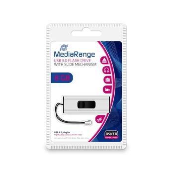 USB atmintinė MediaRange MR915, sidabro, 8 GB