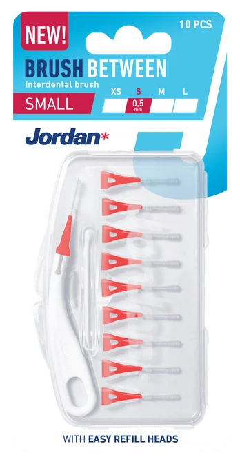 Tarpdančių šepetėlis Orkla Jordan, raudonas, 10 vnt.