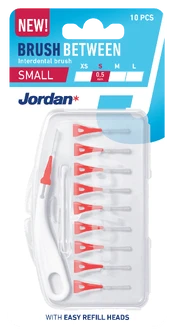 Tarpdančių šepetėlis Orkla Jordan, raudonas, 10 vnt. kaina