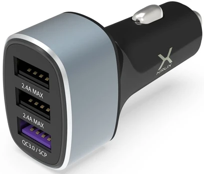 Adapteris Krux KRX0063, 2 x USB/QC 3.0, juoda/pilka