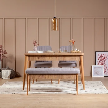 Valgomojo komplektas Kalune Design Vina 0701, violetinis/pušies