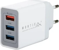Įkroviklis Montis MT009, 3 x USB, balta, 30 W