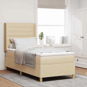 Box Spring lova su čiužiniu Kreminė 100x200 cm audinys