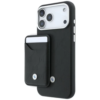 BMW Quilted Pattern Metal Logo Case + Wallet Set for iPhone 18 Pro Max / 17 Pro Max Black