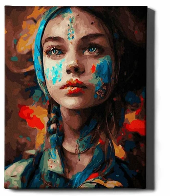 Mergina dažuose 40*50 cm