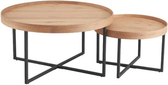 Coffee table MUSIC 2pcs set D50xH55, D70xH46, oak kaina