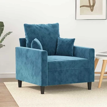 Sofa Krėslas, mėlynos spalvos, 60cm, aksomas