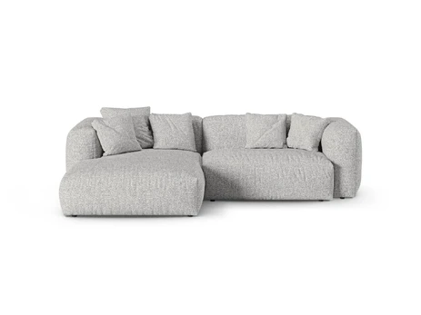Boucle Modular Left Corner Sofa, "Martina", 2 Seats, 280x176x75, Silver