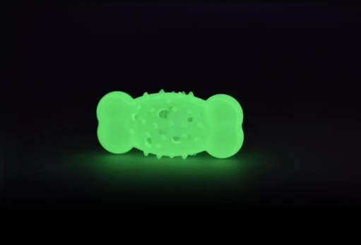 2 GLOW tamsoje šviečiantis kaulo formos žaislas šunims