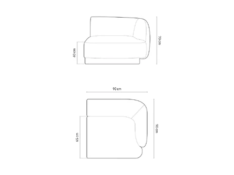 Modulinis sofas dešinysis, Miley, 1 sėdynė, 90x90x70, pilkas
