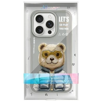 Nimmy etui iPhone 15 Pro Max 6.7" pilka/pilka Cool&Cute 2.0 Bear