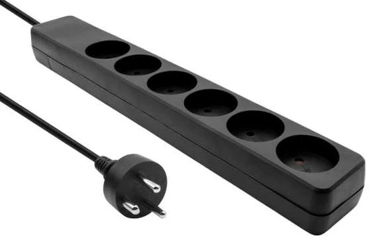 MicroConnect Danish Power Strip 6-way Juodas 2m cable