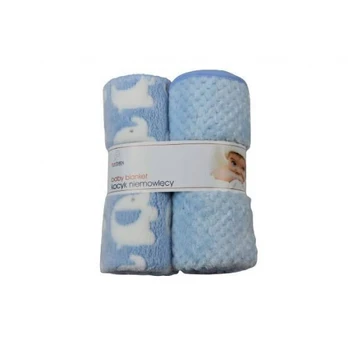 Blanket - 875 - CORAL + PRINT 3D - 2 PACK - size 80x90 - BLUE