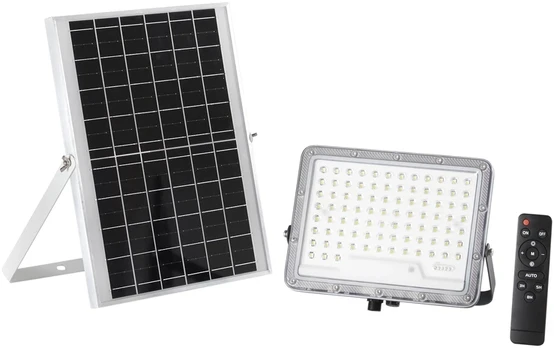 200W LED prožektorius su saulės baterija GLASER, sidabro sp., 4000K, IP65