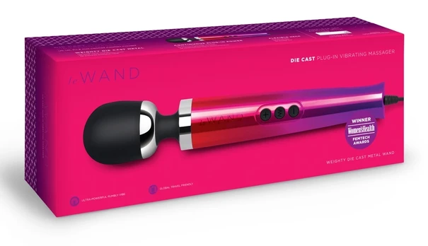 le Wand Diecast Plug-In Ombre Compact Massage Wand, 20 Modes, Silver