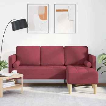 3-vietis L formos sofa Vyno raudona 160 cm Medžiaga