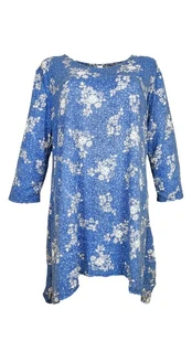 Tunika moterims Kinga, mėlyna/balta, XXXL/XXXXL