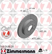 Stabdžių diskas ZIMMERMANN 540.2490.20 kaina