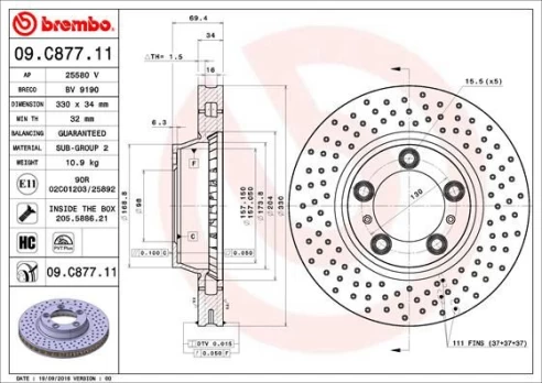 Stabdžių diskas BREMBO 09.C877.11