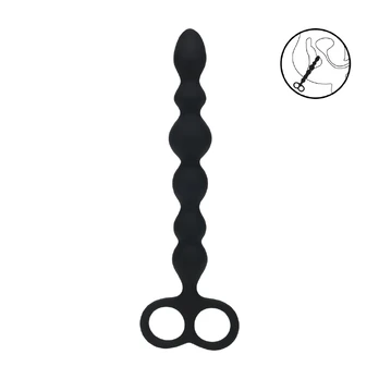 LEVELZ Beaded Silicone Intimate Probe Double Loop Black - Flexible Design