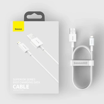 Baltas USB - Lightning laidas 200cm 2.4A "Baseus CALYS-C02 Superior Fast Charging"
