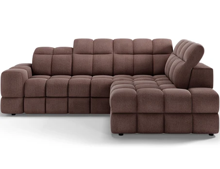 Bronon right-hand corner sofa with sleeping function and storage compartment, brown bouclé, Modern, Brown