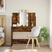 Kosmetinis staliukas su LED lemputėmis, dūminis, 96x40x142cm kaina