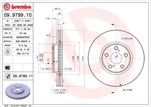 Stabdžių diskas BREMBO 09.9799.11