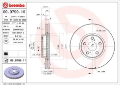 Stabdžių diskas BREMBO 09.9799.11 kaina