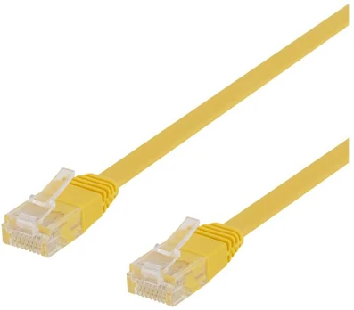 DELTACO U/UTP Cat6 patch cable, flat, 5m, 250MHz, yellow
