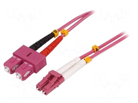 Fiber patch cord | OM4 | LC/UPC,SC/UPC | 10m | LSZH | pink | Øcable: 2mm