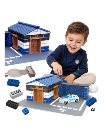 WOOPIE Police Station Brick Building Kit 186 pcs. Building Bricks