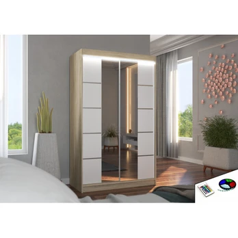 Sliding wardrobe with mirror and lighting LED GENUA 120