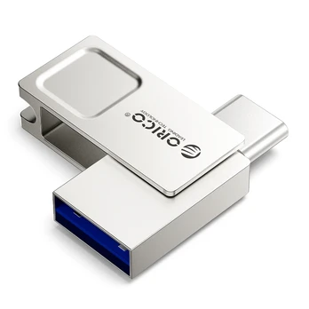 Orico U301 128GB USB-A USB-C USB 3.2 Gen 1 Pendrive - Sidabrinis