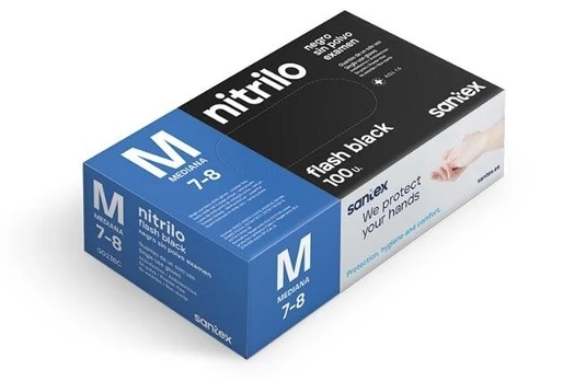 Juodos nitrilo pirštinės Santex Nitrile Flash Black, 100vnt.